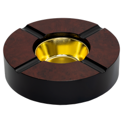 4-Finger Round Wooden Cigar Ashtray