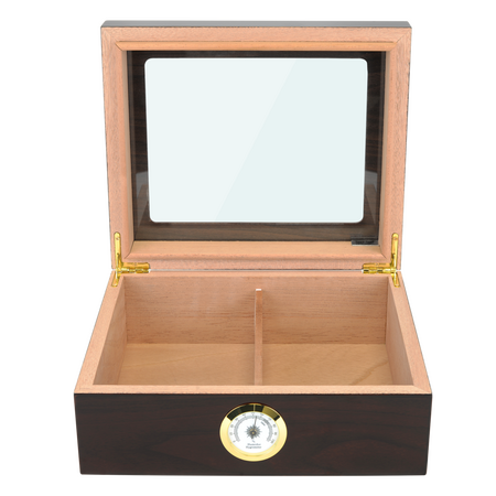 50 Count Capri Glasstop Mahogany Humidor - Front View Open