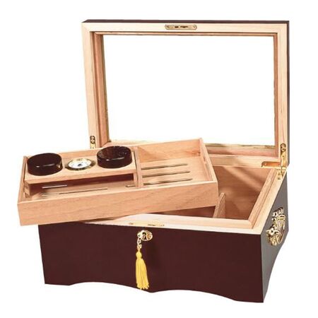 The El Rey - 150 Count Glass Top Humidor - Open