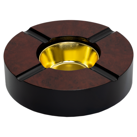 4-Finger Round Wooden Cigar Ashtray