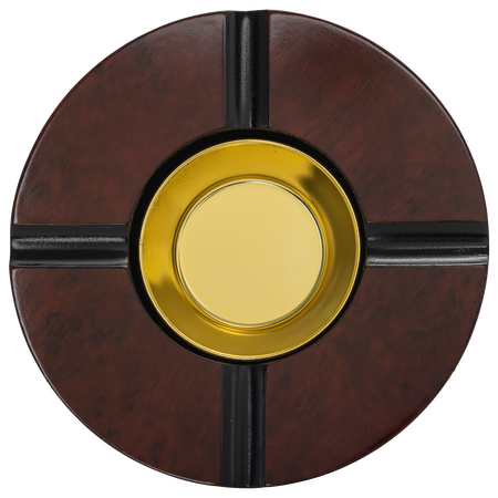 4-Finger Round Wooden Cigar Ashtray - Top View