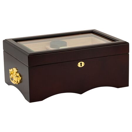 150 Count El Rey Glass Top Humidor - Side Closed View