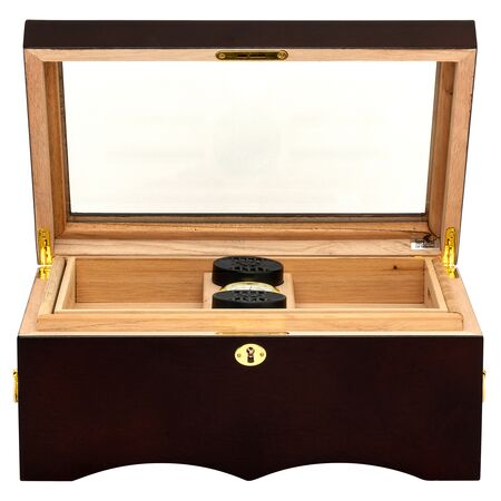 150 Count El Rey Glass Top Humidor - Front Open View