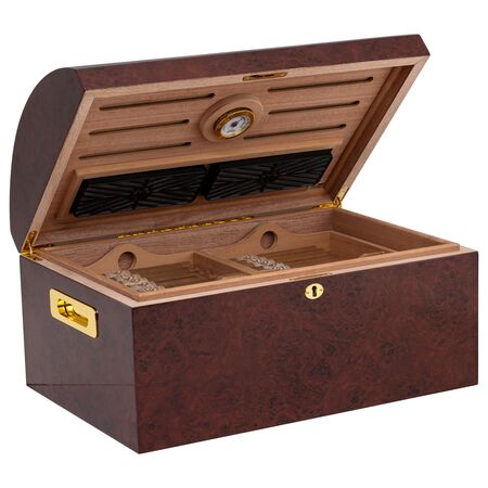 200 Count Treasure Dome Humidor - Side Open View With Cigars