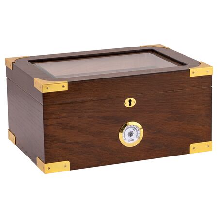 100 Count Milano Glass-Top Humidor - Closed Side View