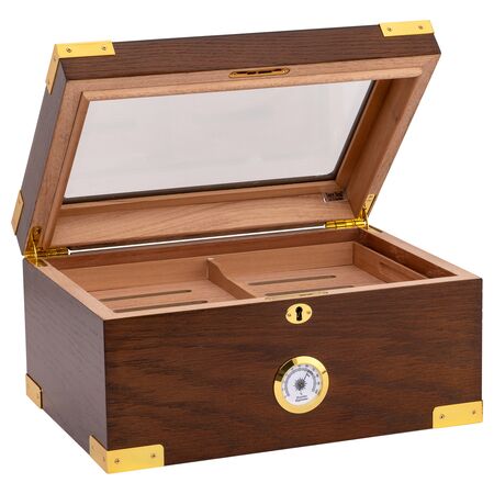 100 Count Milano Glass-Top Humidor - Open side View