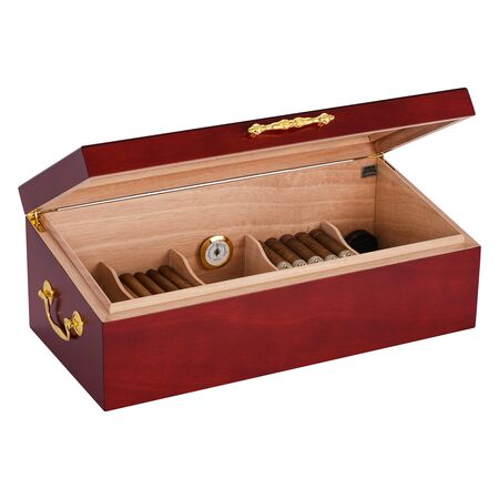 100 Count Countertop Display Humidor - Open side View With Cigars