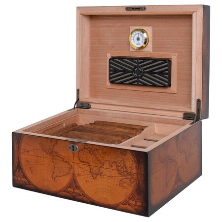 Old World Humidor - Open View With Cigars