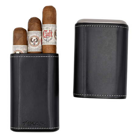 Black Xikar Envoy 3 Cigar Case - Open with Cigars