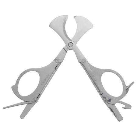 Chrome Silver Xikar Multi Task Cigar Scissors - Open w/ Opened Tools